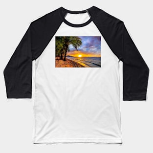 Hawaiian Beach at Sunset Baseball T-Shirt